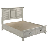 Best Furniture Outlet - Coaster - Franco Wood Queen Storage Panel Bed Distressed White - 205330Q