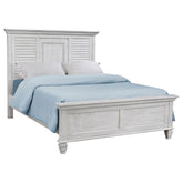 Best Furniture Outlet - Coaster - Franco Wood Eastern King Panel Bed Distressed White - 205331KE
