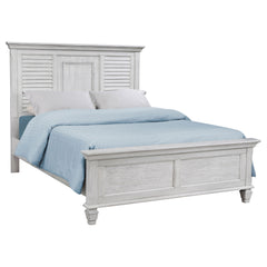 Best Furniture Outlet - Coaster - Franco Wood Eastern King Panel Bed Distressed White - 205331KE