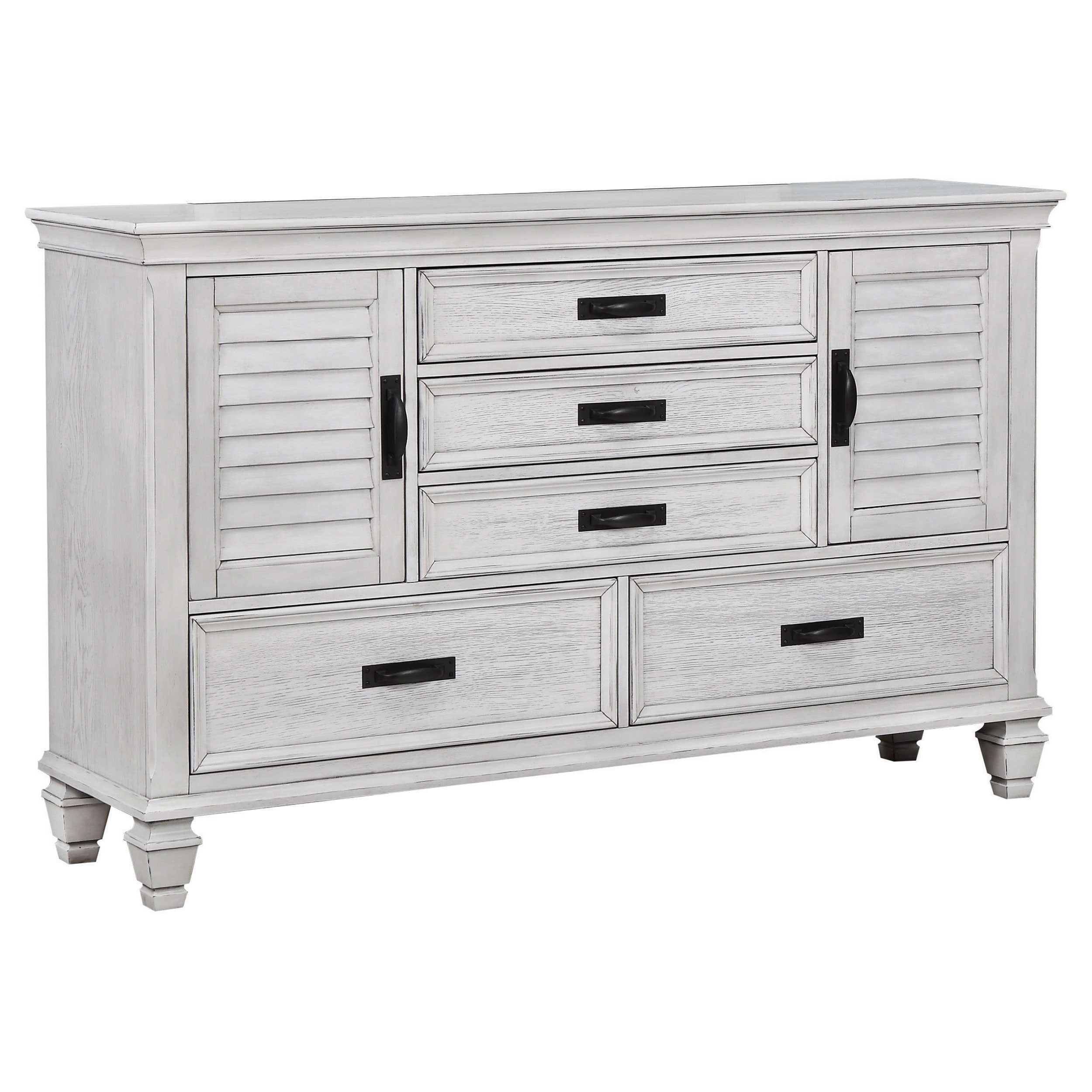 Best Furniture Outlet - Coaster - Franco 5-drawer Dresser Distressed White - 205333