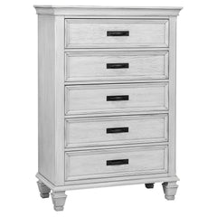 Best Furniture Outlet - Coaster - Franco 5-drawer Bedroom Chest Distressed White - 205335