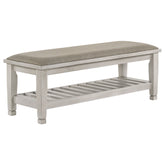 Best Furniture Outlet - Coaster - Franco Fabric Upholstered Bench with Shelf Distressed White - 205337