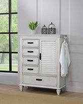 Best Furniture Outlet - Coaster - Franco 5-drawer Door Chest Distressed White - 205338