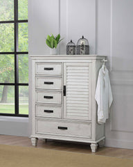 Best Furniture Outlet - Coaster - Franco 5-drawer Door Chest Distressed White - 205338