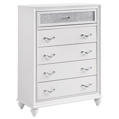 Best Furniture Outlet - Coaster - Barzini 5-drawer Bedroom Chest White - 205895