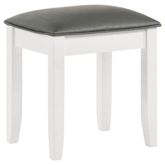 Best Furniture Outlet - Coaster - Barzini Upholstered Vanity Stool Metallic and White - 205897STL