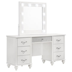 Best Furniture Outlet - Coaster - Barzini 7-drawer Vanity Set with Lighting White - 205897