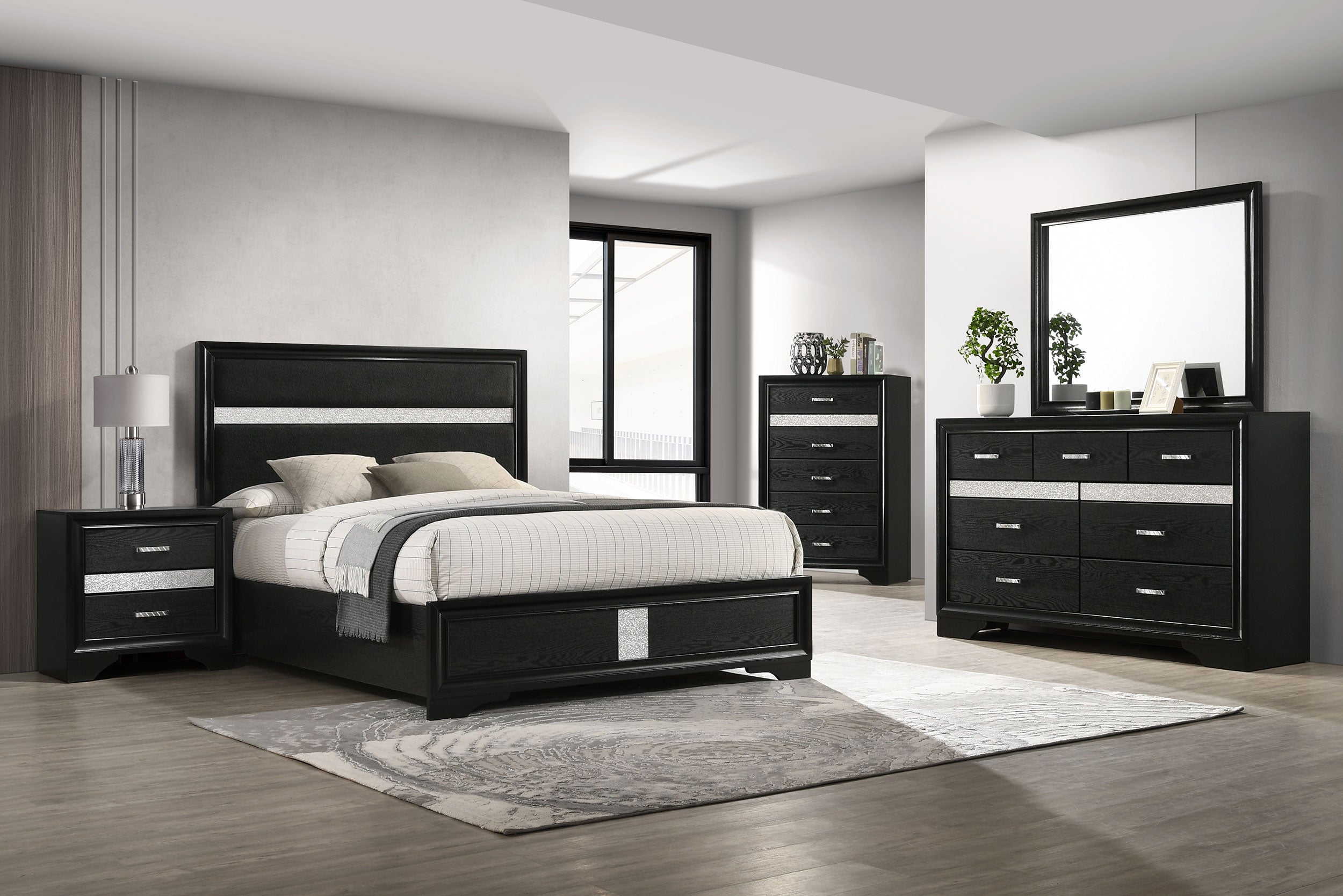 Best Furniture Outlet - Coaster - Miranda 5-piece Eastern King Bedroom Set Black - 206360KE-S5