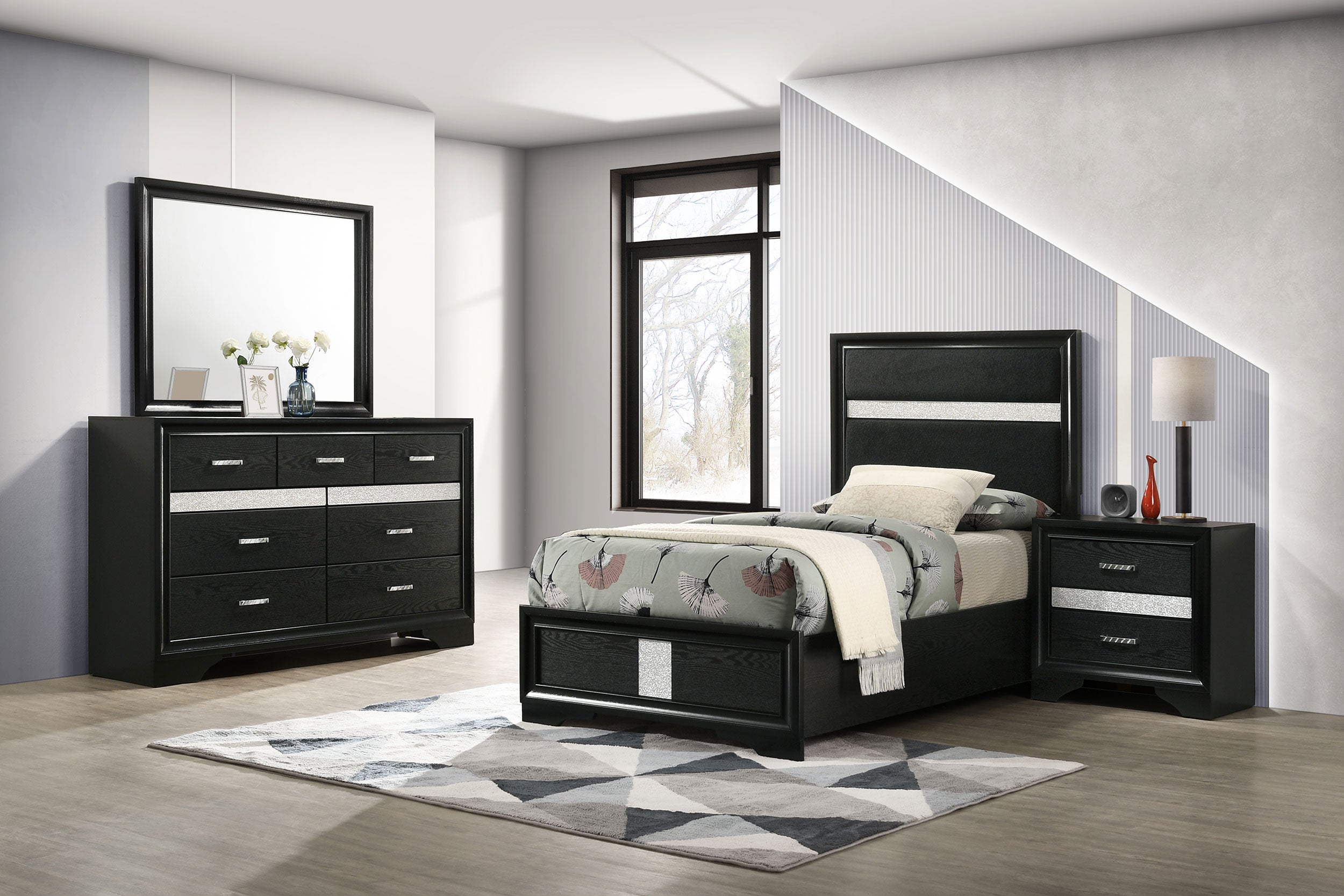 Best Furniture Outlet - Coaster - Miranda 4-piece Twin Bedroom Set Black - 206360T-S4