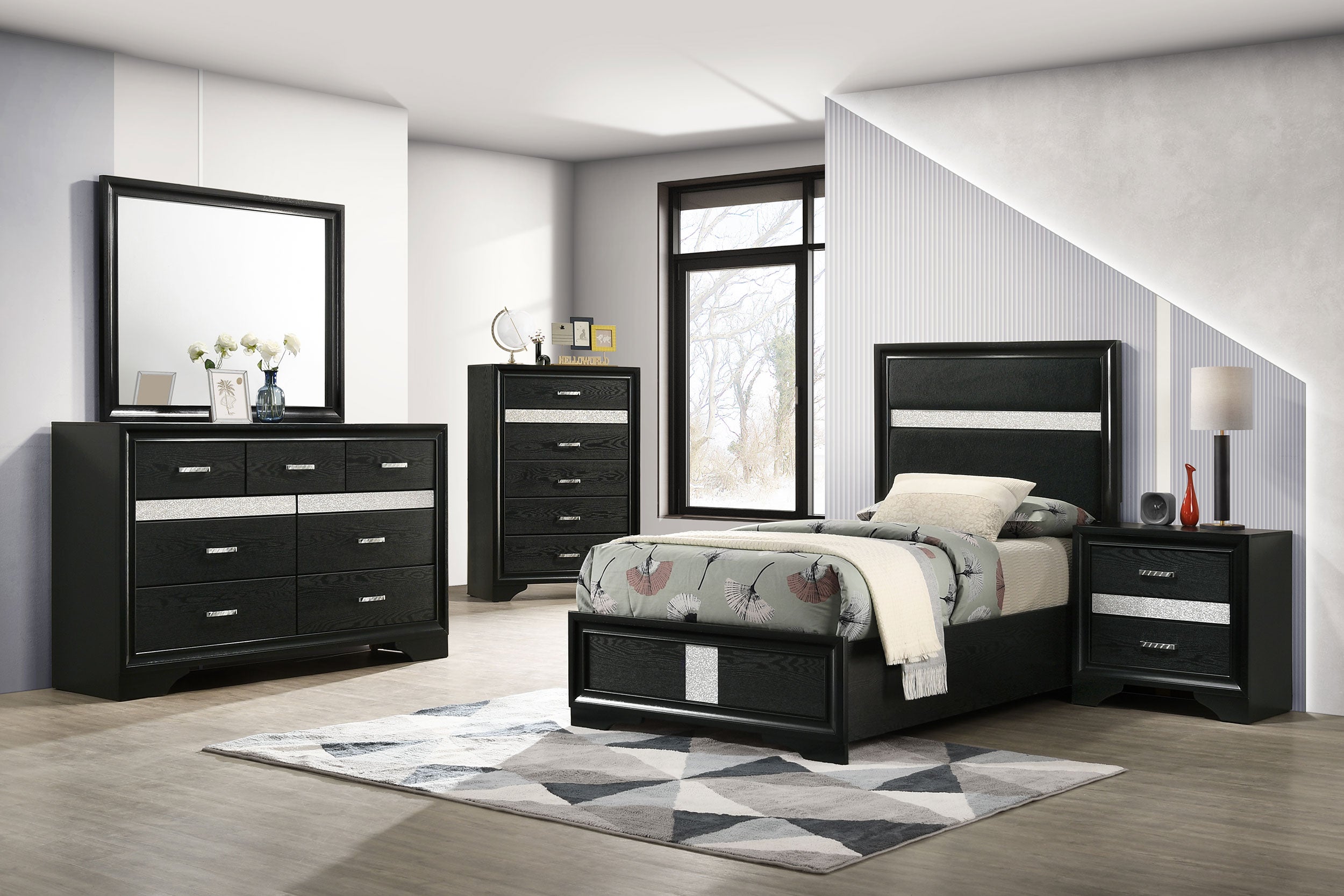 Best Furniture Outlet - Coaster - Miranda 5-piece Twin Bedroom Set Black - 206360T-S5
