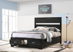 Miranda 51-inch Wood Full Storage Panel Bed Black