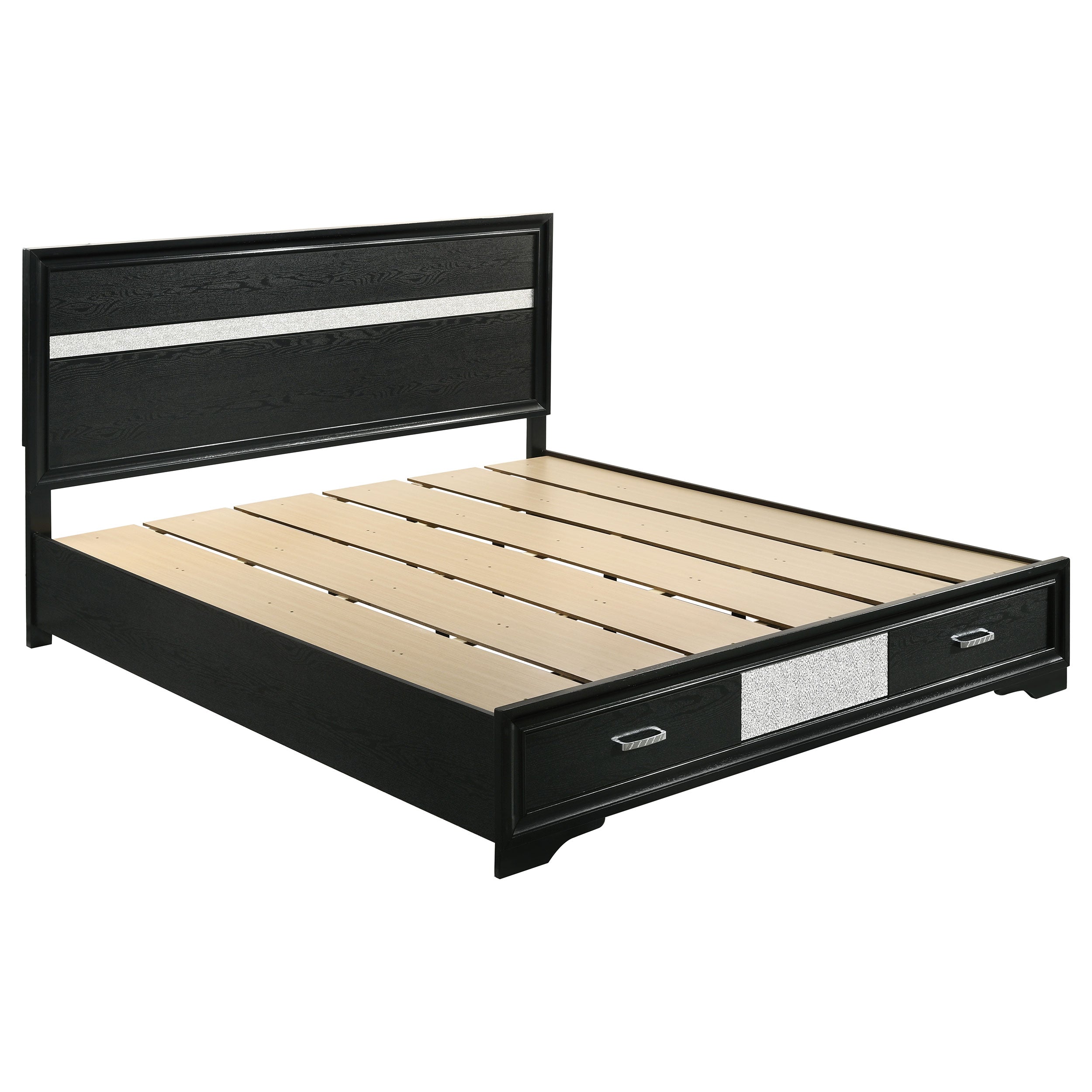 Best Furniture Outlet - Coaster - Miranda 51-inch Wood California King Storage Panel Bed Black - 206361KW