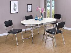 Best Furniture Outlet - Coaster - Retro 5-piece Oval Dining Table Set White and Black - 2065-S5