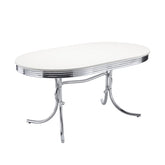 Best Furniture Outlet - Coaster - Retro Oval 60-inch Wood Top Dining Table White and Chrome - 2065