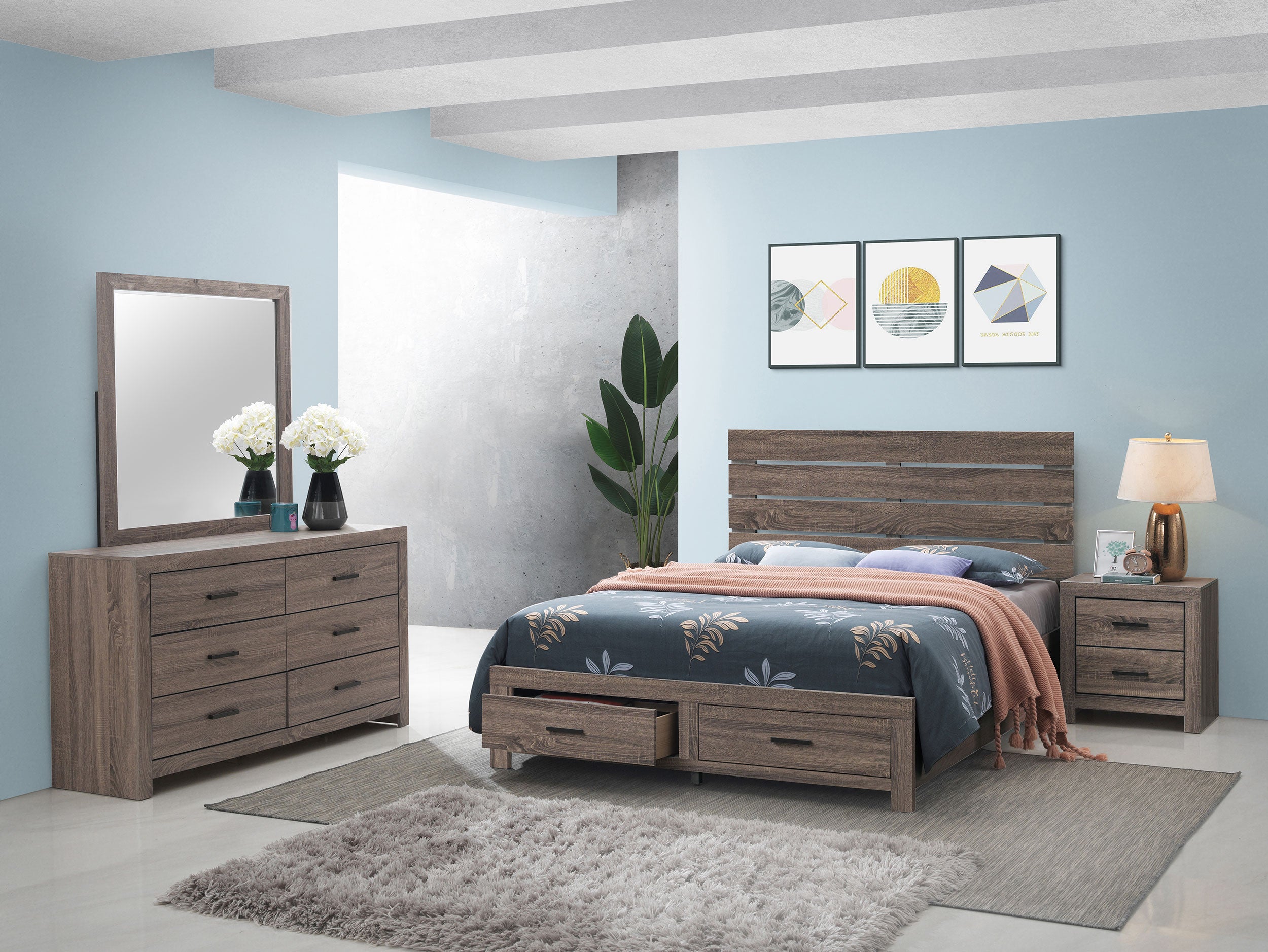 Best Furniture Outlet - Coaster - Brantford 4-piece Queen Bedroom Set Barrel Oak - 207040Q-S4