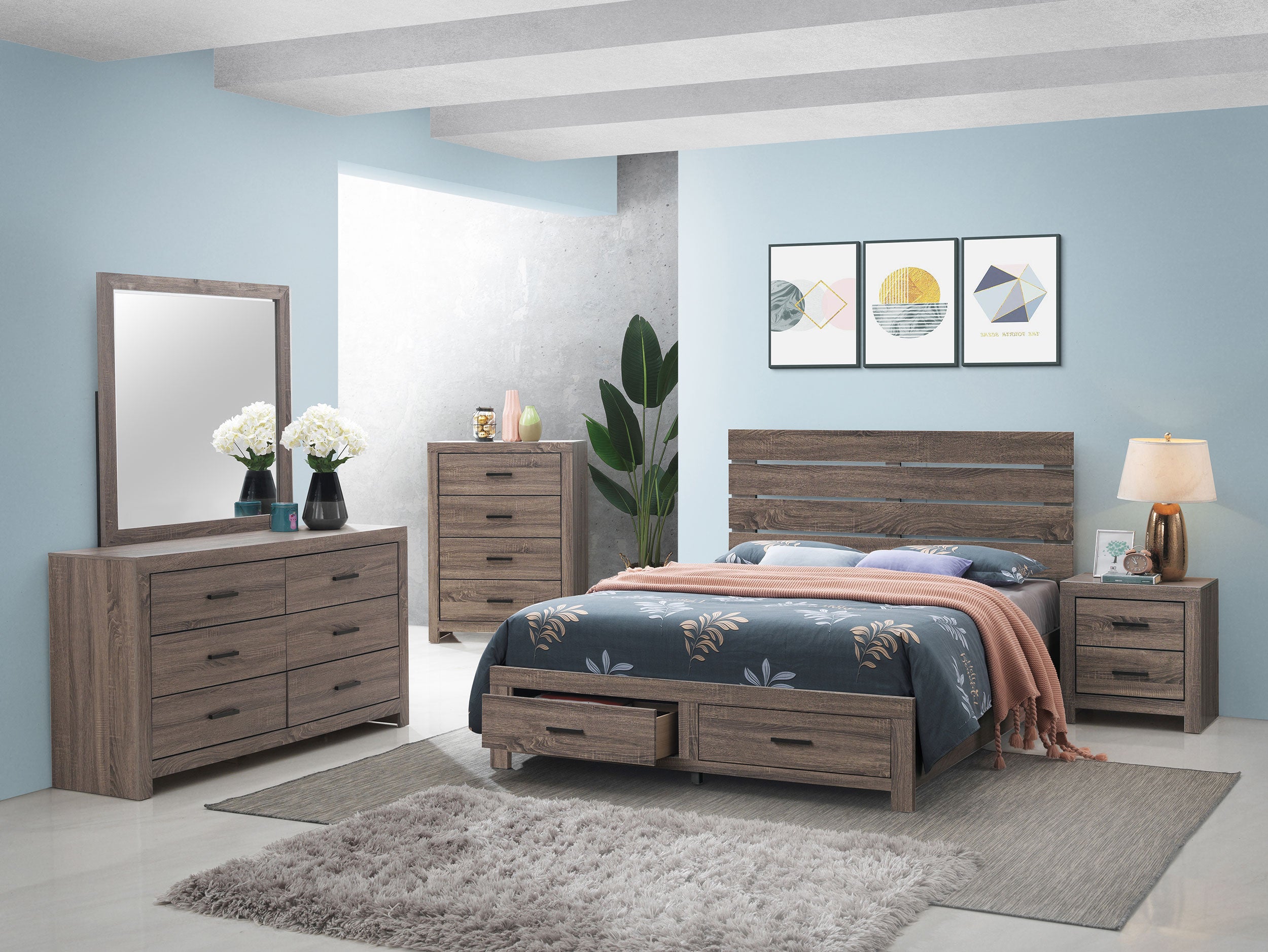 Best Furniture Outlet - Coaster - Brantford 5-piece Queen Bedroom Set Barrel Oak - 207040Q-S5