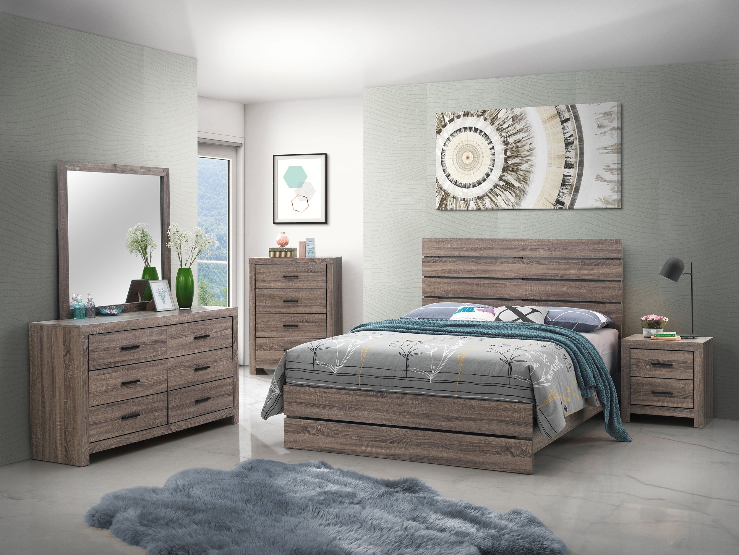 Best Furniture Outlet - Coaster - Brantford 5-piece Eastern King Bedroom Set Barrel Oak - 207041KE-S5