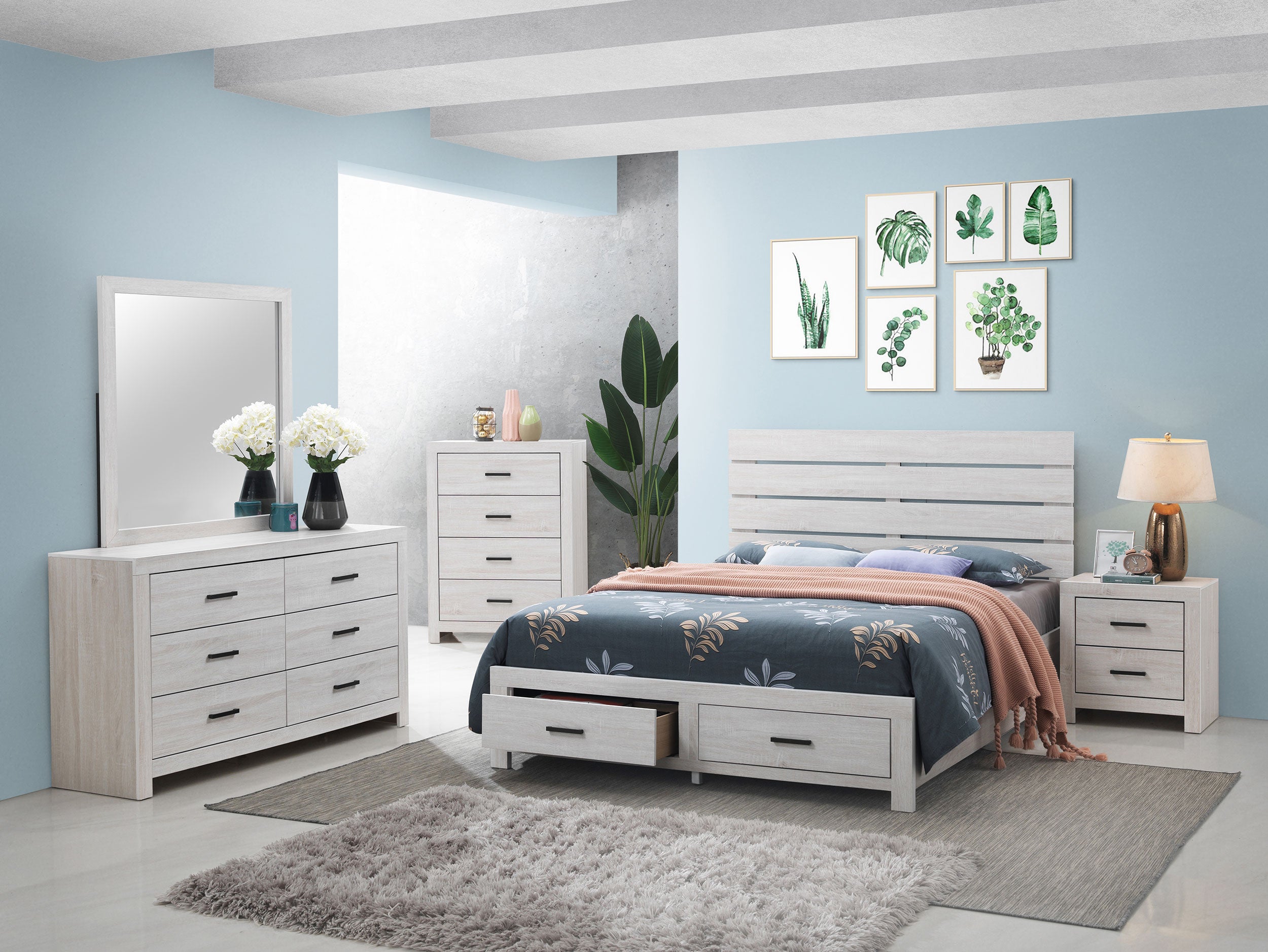 Best Furniture Outlet - Coaster - Brantford 5-piece Queen Bedroom Set Coastal White - 207050Q-S5