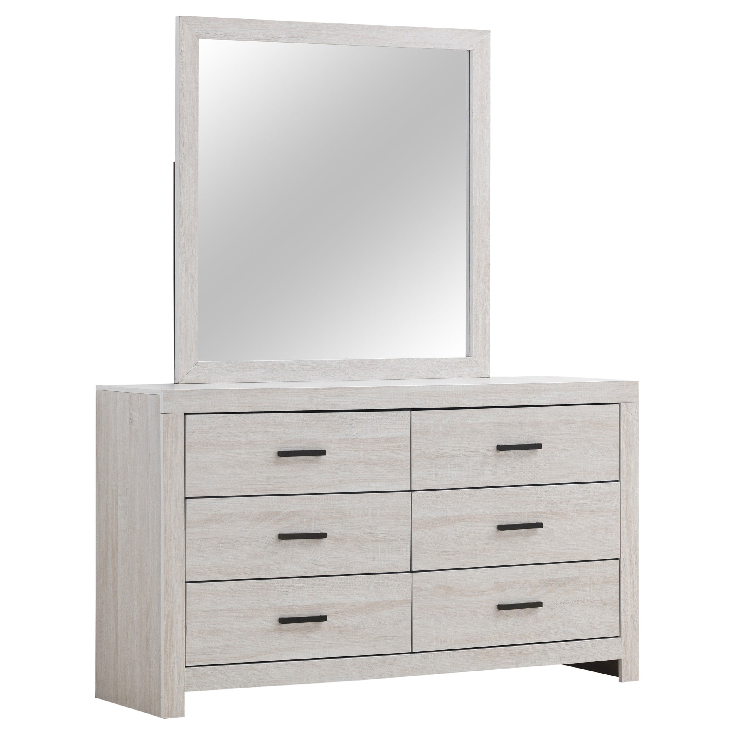 Best Furniture Outlet - Coaster - Brantford 6-drawer Dresser with Mirror Coastal White - 207053M