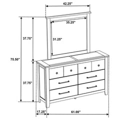 Hazlewood 6-drawer Bedroom Dresser with Mirror Vineyard Oak