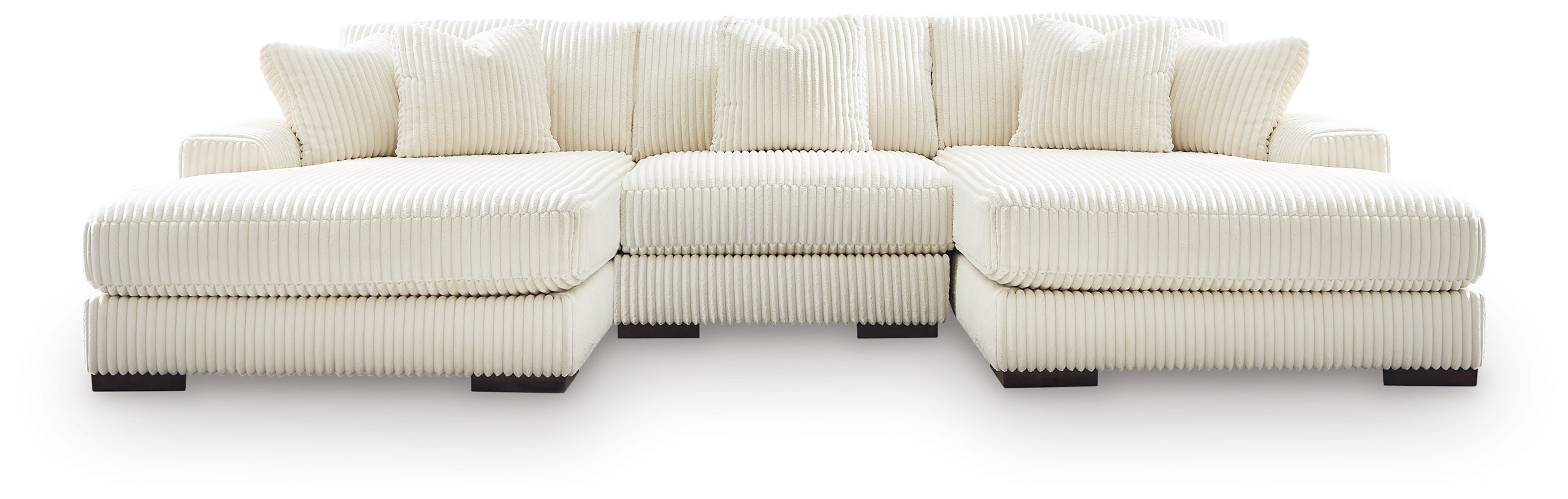 Best Furniture Outlet - Ashley Furniture - Lindyn Sectional - RAF 3-Piece Sectional with Double Chaise / Ivory - 21104S18