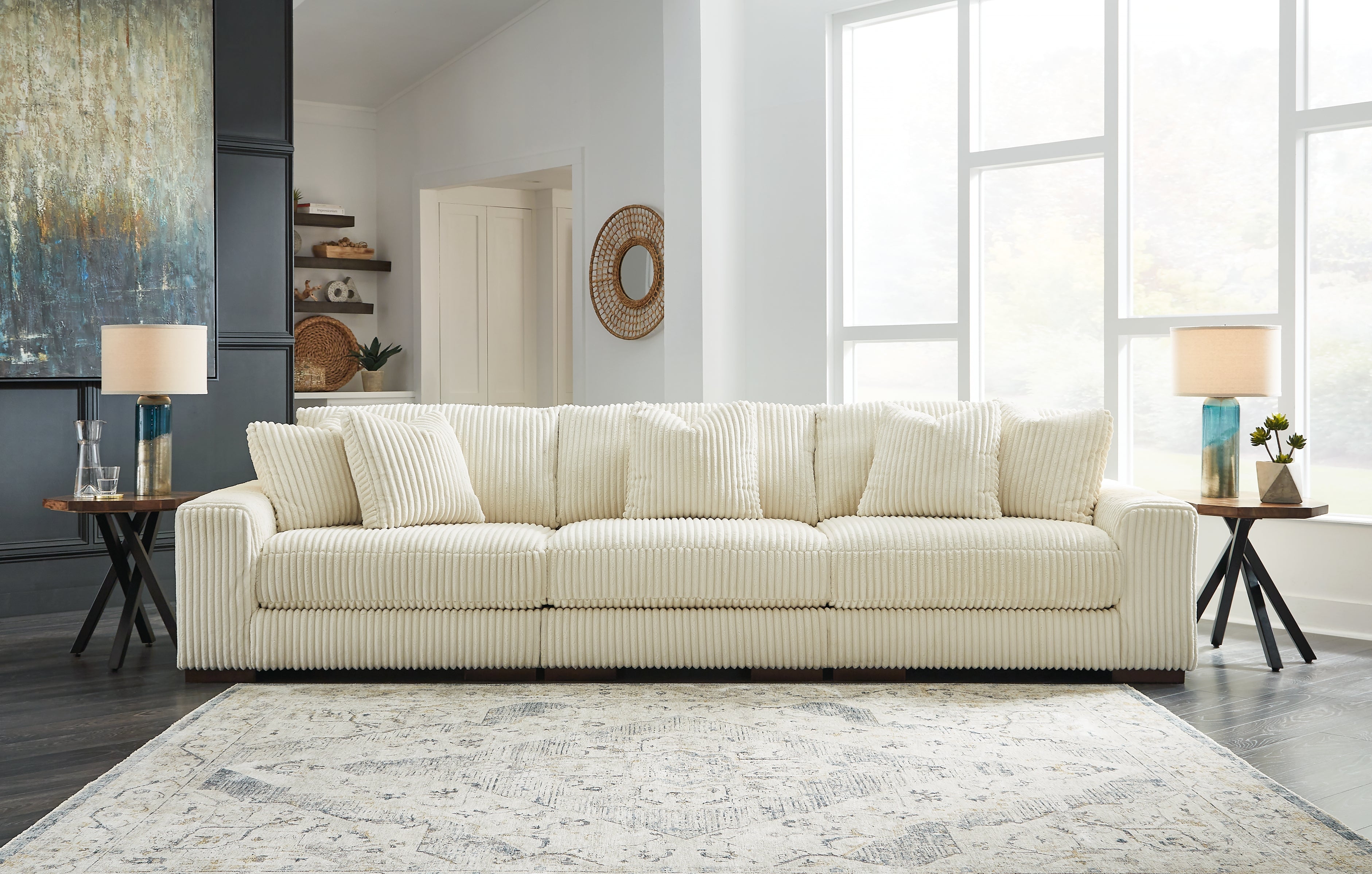 Best Furniture Outlet - Ashley Furniture - Lindyn Sectional - RAF 3-Piece Sectional Sofa / Ivory - 21104S14