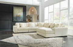Best Furniture Outlet - Ashley Furniture - Lindyn Sectional - RAF 5-Piece Sectional with Chaise / Ivory - 21104S7