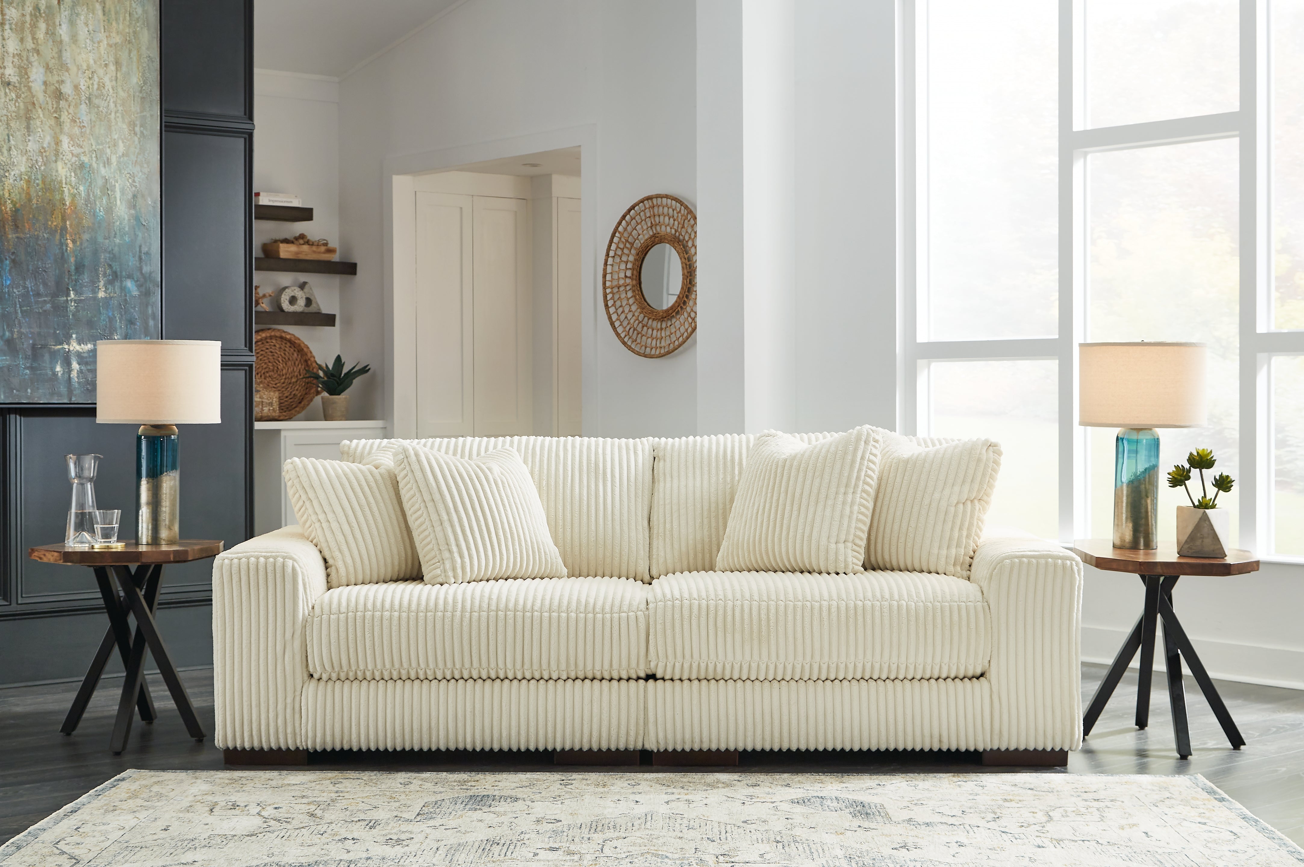Best Furniture Outlet - Ashley Furniture - Lindyn Sectional - RAF 2-Piece Sectional Sofa / Ivory - 21104S1