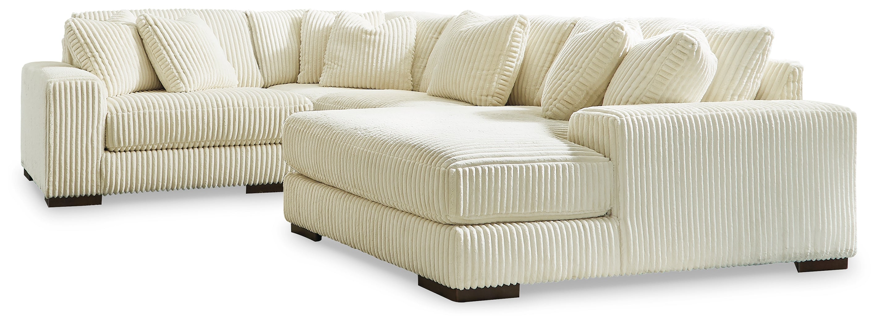 Best Furniture Outlet - Ashley Furniture - Lindyn Sectional - RAF 4-Piece Sectional with Chaise / Ivory - 21104S15