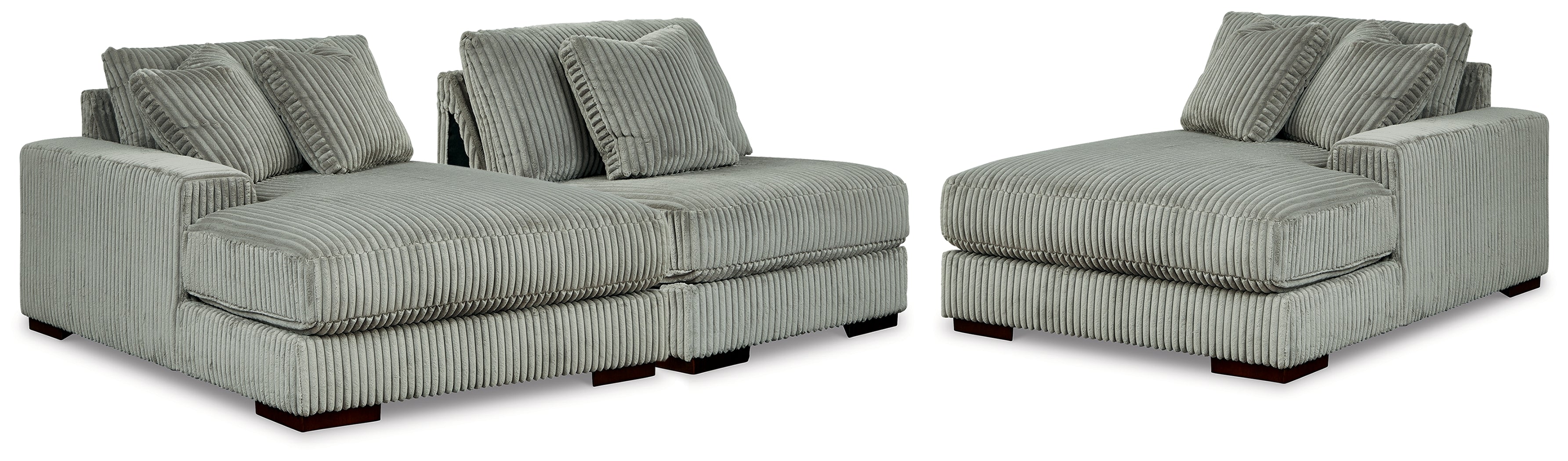 Best Furniture Outlet - Ashley Furniture - Lindyn Sectional - RAF 3-Piece Sectional with Double Chaise / Fog - 21105S18