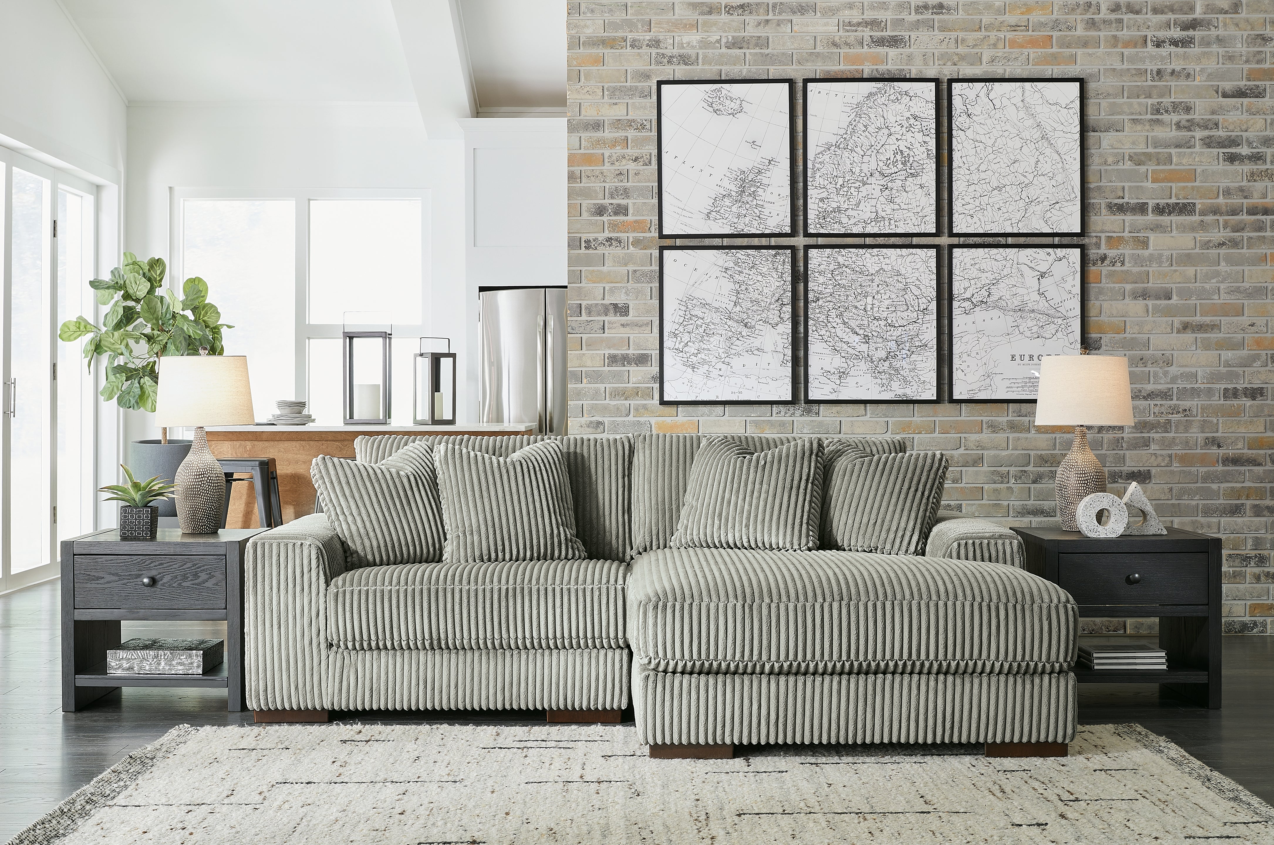 Best Furniture Outlet - Ashley Furniture - Lindyn Sectional - RAF 2-Piece Sectional with Chaise / Fog - 21105S4