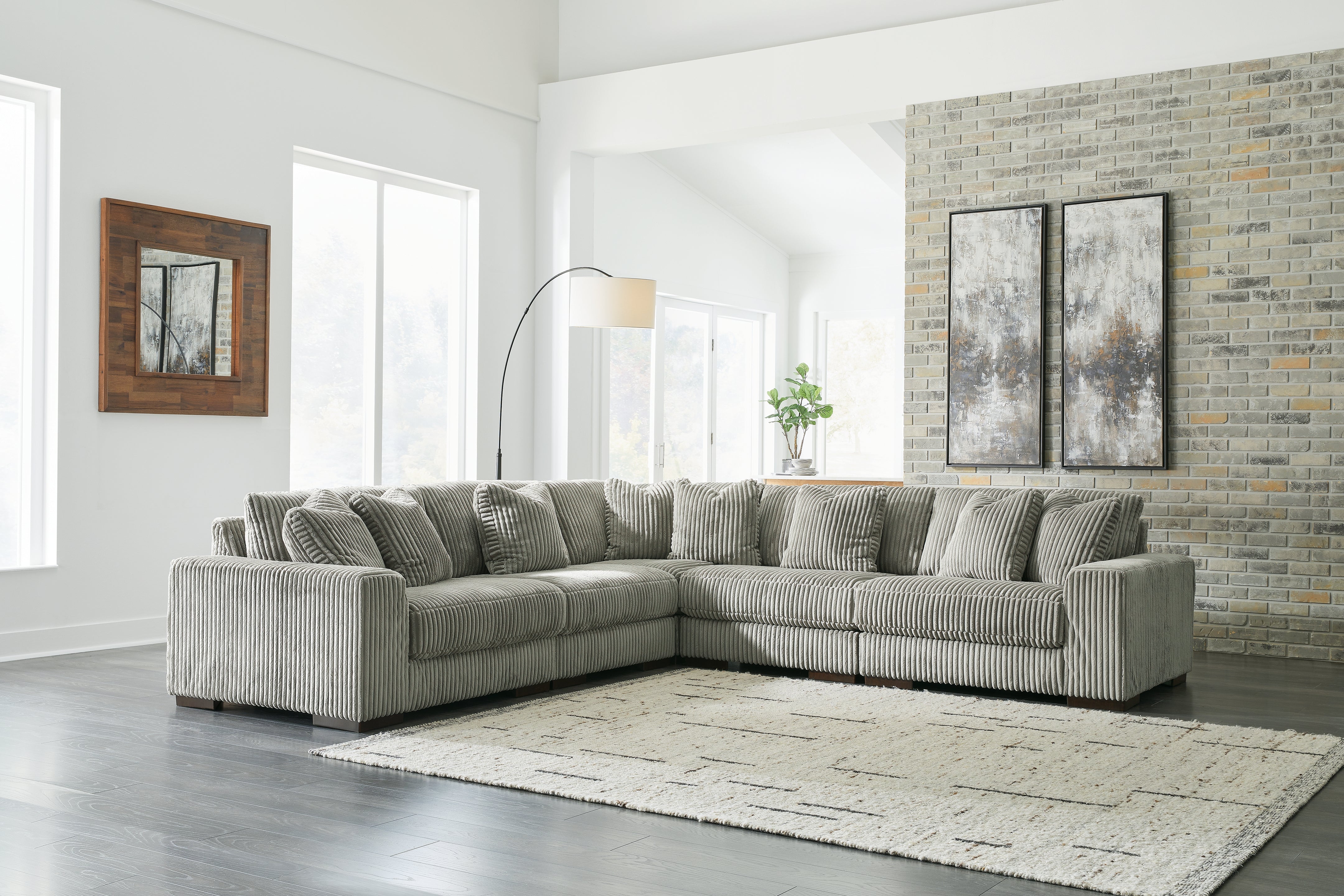 Best Furniture Outlet - Ashley Furniture - Lindyn Sectional - RAF 5-Piece Sectional / Fog - 21105S5