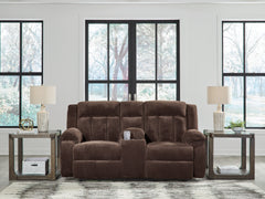 Best Furniture Outlet - Ashley Furniture - Observation Living Room - DBL REC PWR Loveseat w/Console / Chocolate - PC2140696