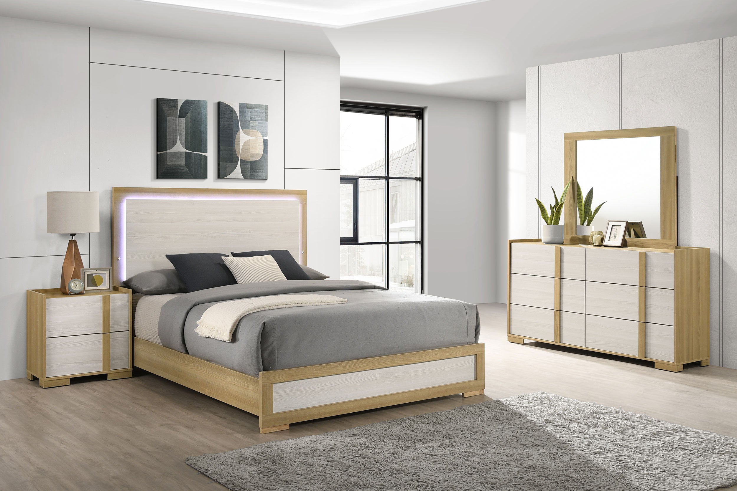 Best Furniture Outlet - Coaster - Hyland 4-piece Eastern King Bedroom Set Natural - 215651KE-S4