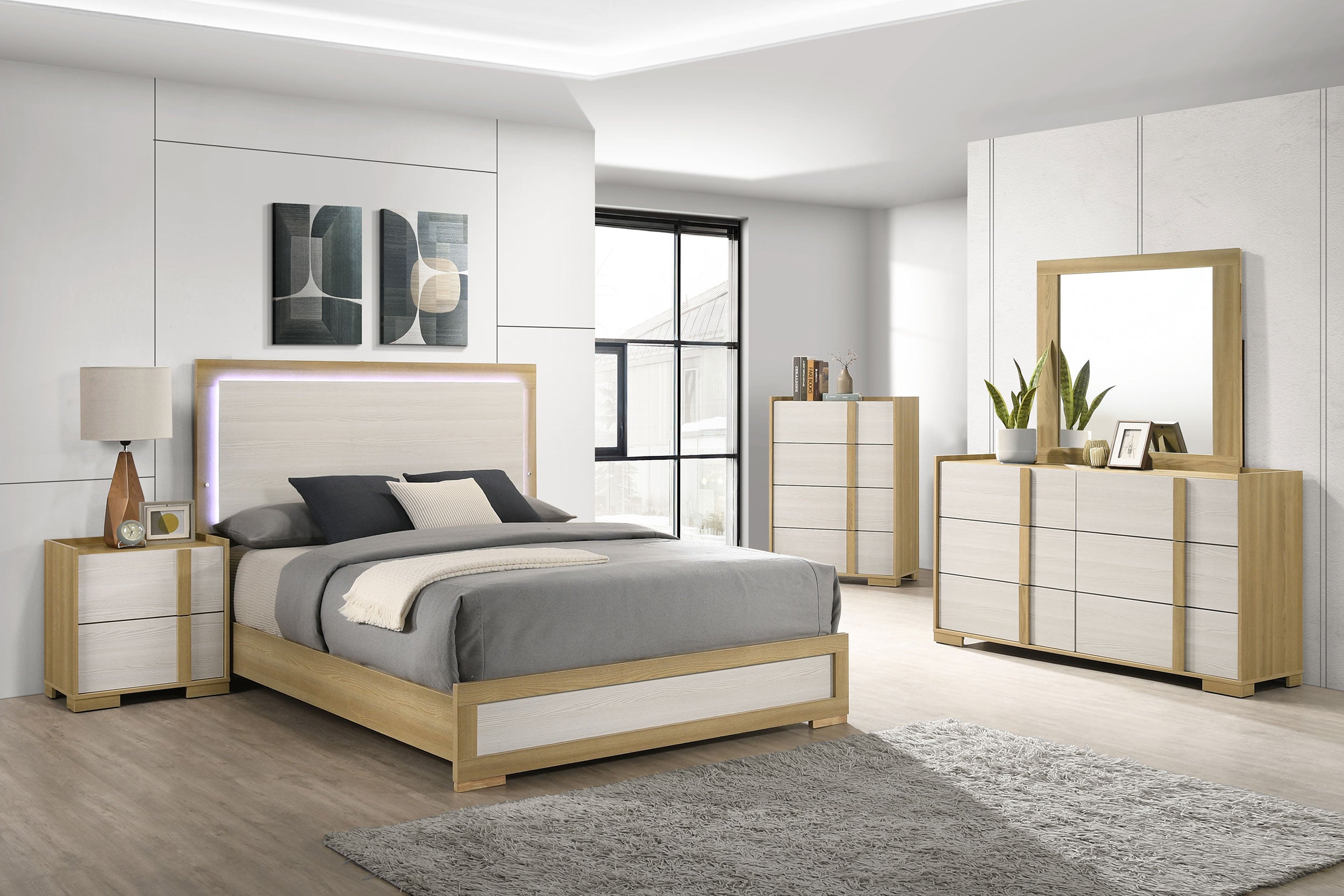 Best Furniture Outlet - Coaster - Hyland 5-piece Eastern King Bedroom Set Natural - 215651KE-S5