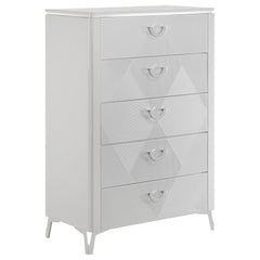 Cassia 5-piece Eastern King LED Bedroom Set White High Gloss
