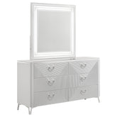 Best Furniture Outlet - Coaster - Cassia 6-drawer Dresser Cabinet with Mirror White High Gloss - 215793M