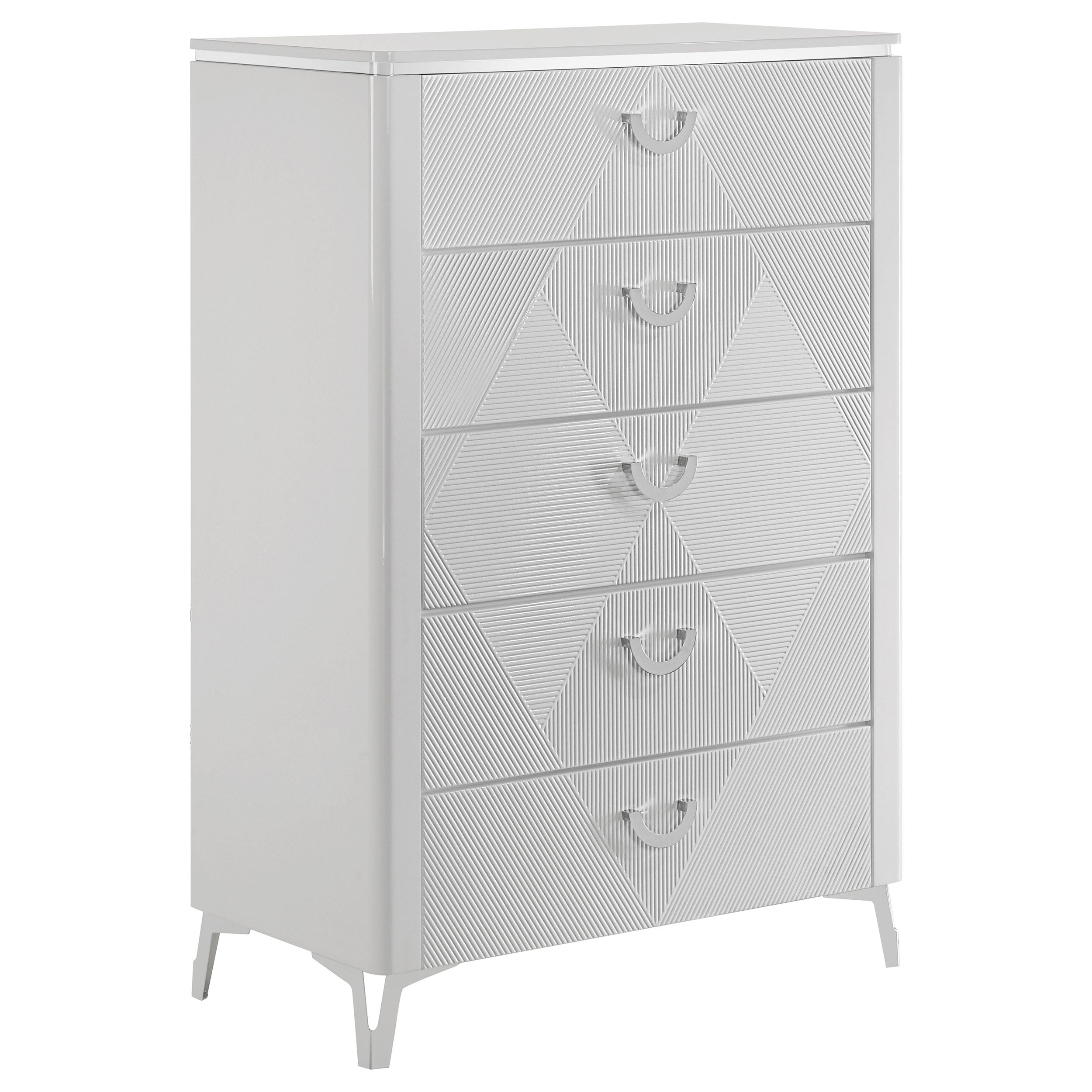Best Furniture Outlet - Coaster - Cassia 5-drawer Bedroom Chest of Drawers White High Gloss - 215795
