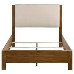 Adderley Queen Wood Panel Bed Cream and Warm Brown