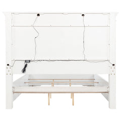 McKinney California King LED Light Panel Bed Vintage White