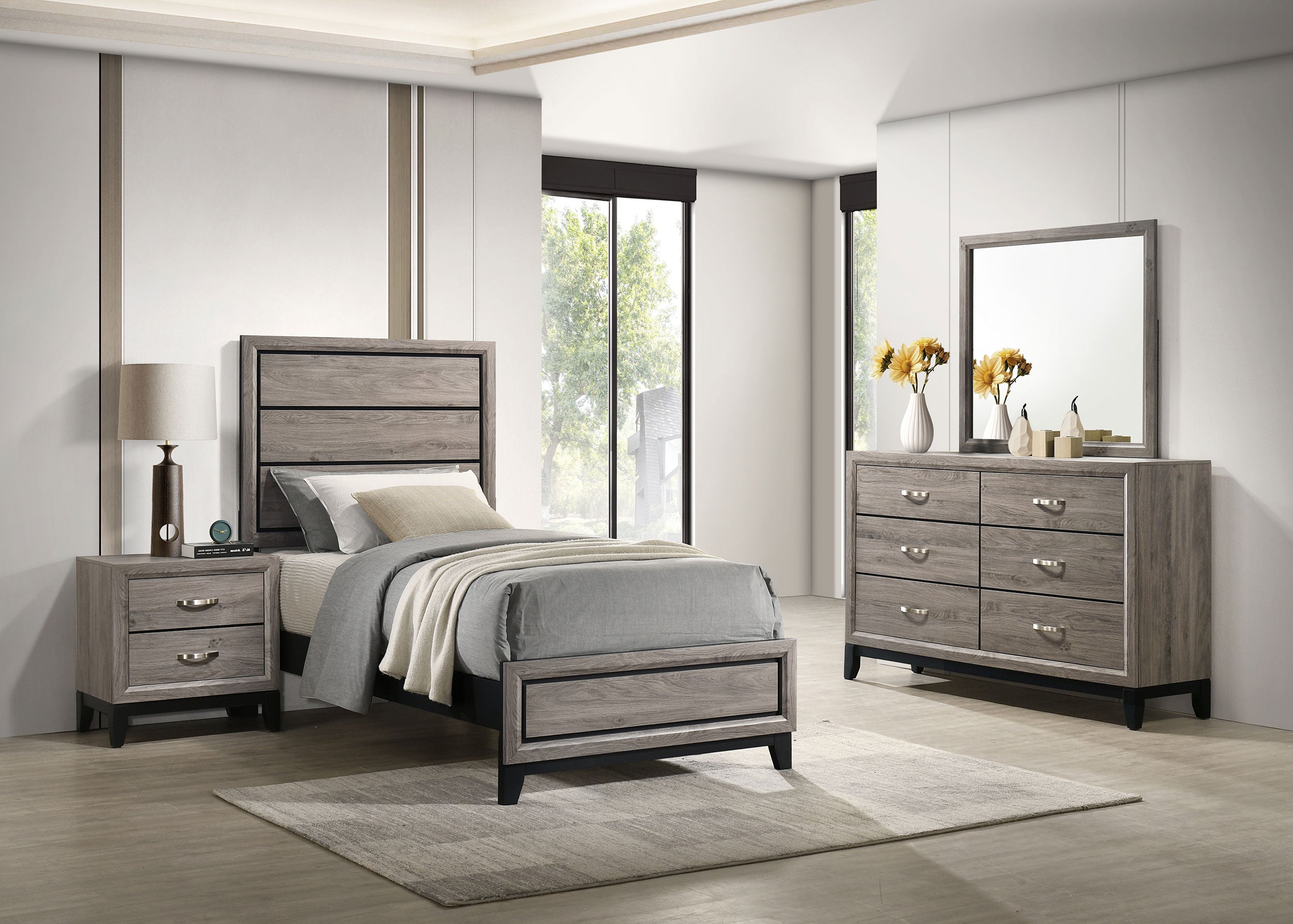 Best Furniture Outlet - Coaster - Valen Four-piece Twin Bedroom Set Light Taupe - 215911T-S4