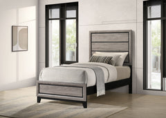 Valen Wood Twin Panel Bed Light Taupe