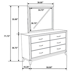 Valen 6-drawer Bedroom Dresser and Mirror Light Taupe