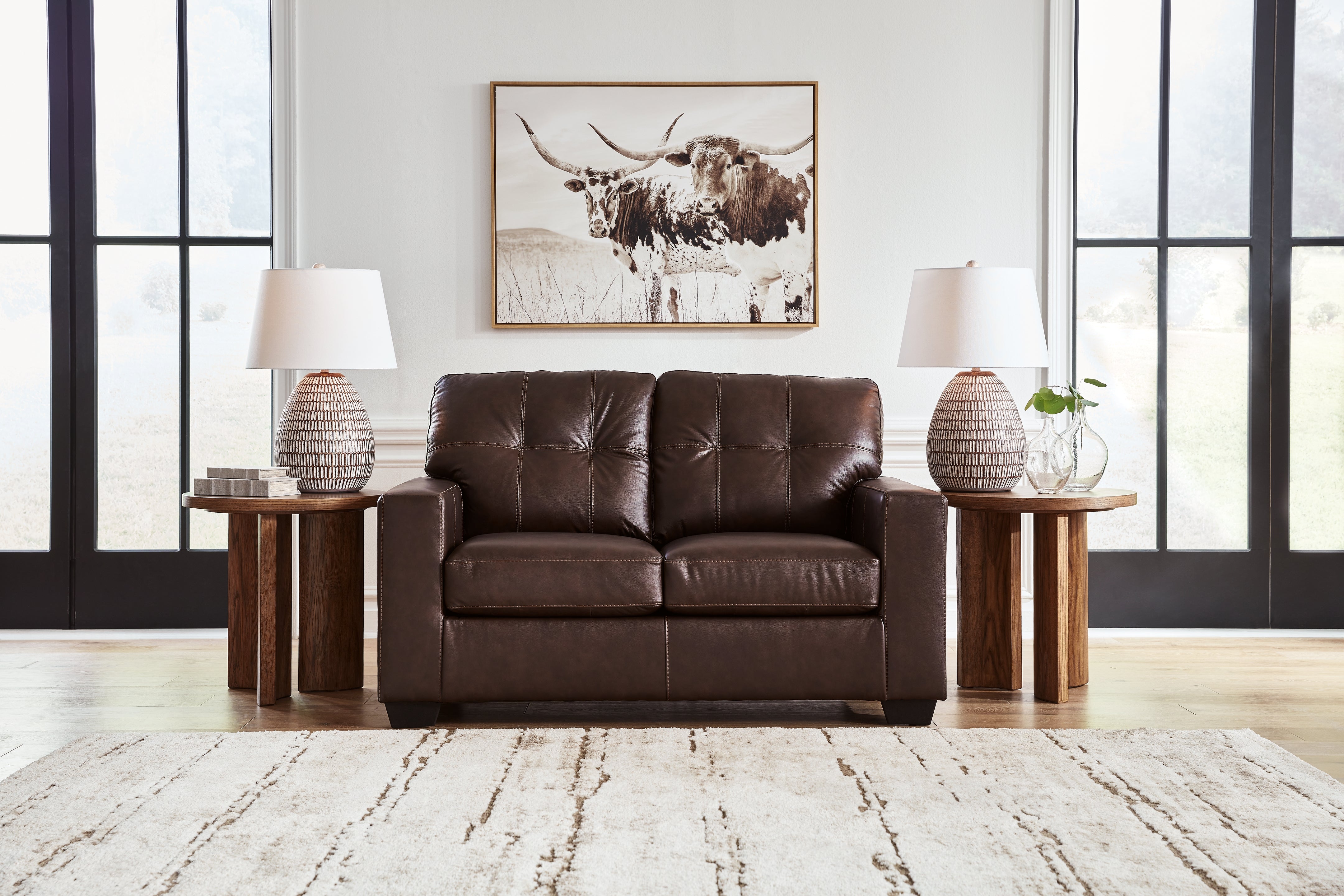 Best Furniture Outlet - Ashley Furniture - Santorine Living Room - Loveseat / Dark Brown - 2170635