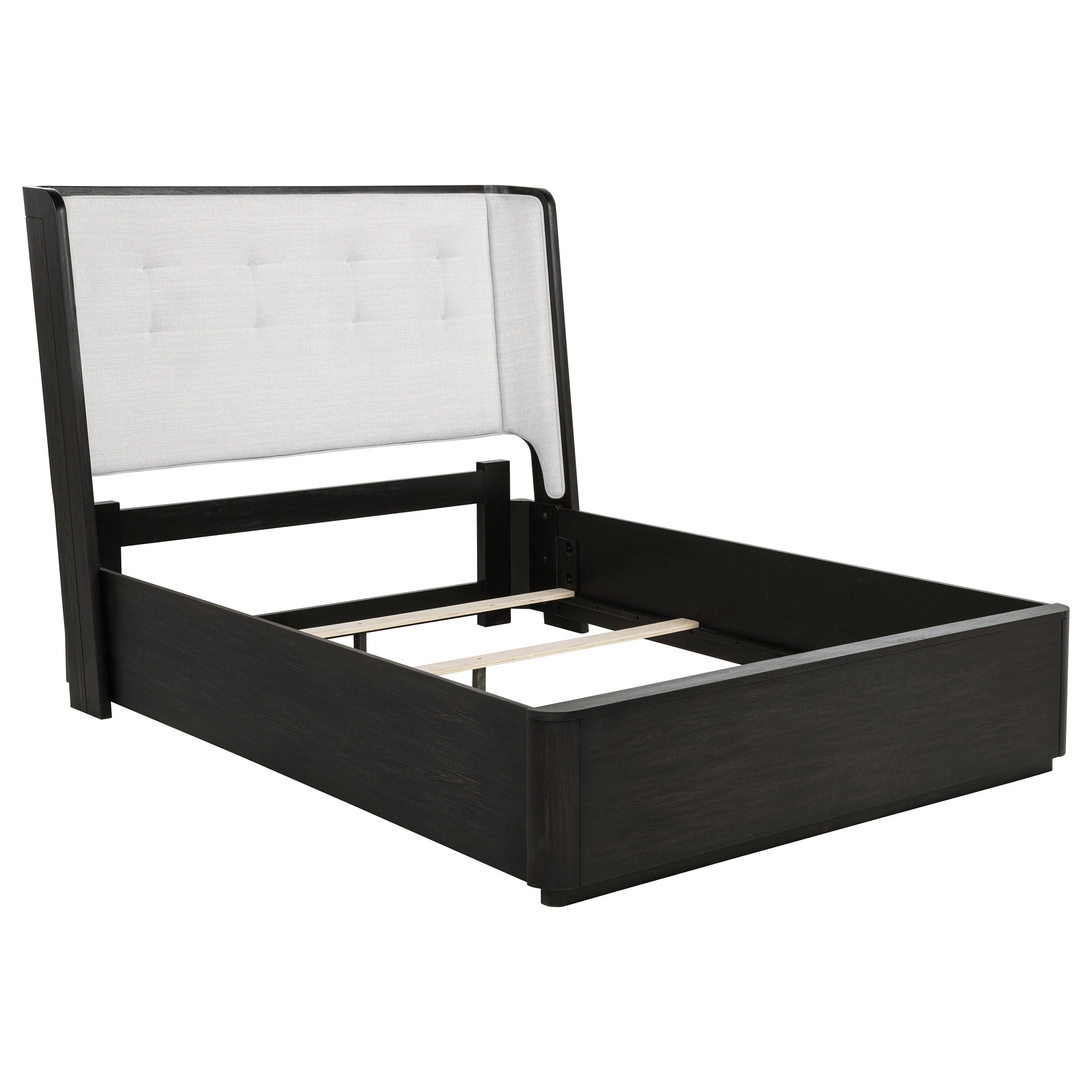 Best Furniture Outlet - Coaster - Leandro 55-inch Queen Wingback Bed Burnished Black - 222491Q