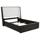Best Furniture Outlet - Coaster - Leandro 55-inch Queen Wingback Bed Burnished Black - 222491Q