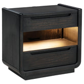 Best Furniture Outlet - Coaster - Leandro 2-drawer LED Nightstand with USB Burnished Black - 222492