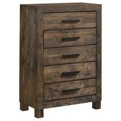 Best Furniture Outlet - Coaster - Woodmont 5-drawer Bedroom Chest Rustic Golden Brown - 222635