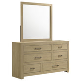 Best Furniture Outlet - Coaster - Hendricks 6-drawer Bedroom Dresser and Mirror Light Oak - 222653M