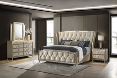 Best Furniture Outlet - Coaster - Lorient 4-piece Eastern King Bedroom Set Ivory and Camel - 222661KE-S4